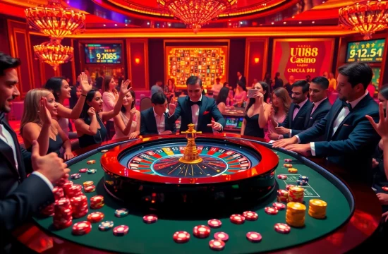 Experience excitement at UU88 with a glamorous roulette table and lively players.
