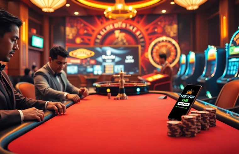 Experience thrilling gaming action at rikvip.gb.net with vibrant poker tables and exciting casino games.