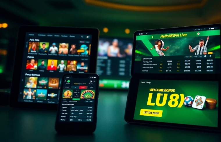 Online gambling interface of hello88win.live showcasing casino games and sports betting.