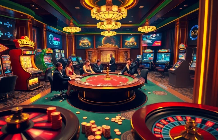 Experience thrilling gaming action at dom88.us.com with vibrant poker tables and spinning roulette wheels.
