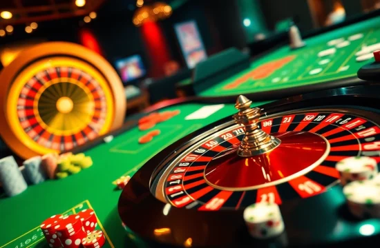 Exciting game atmosphere at c54.gb.net showcasing roulette, cards, and chips.